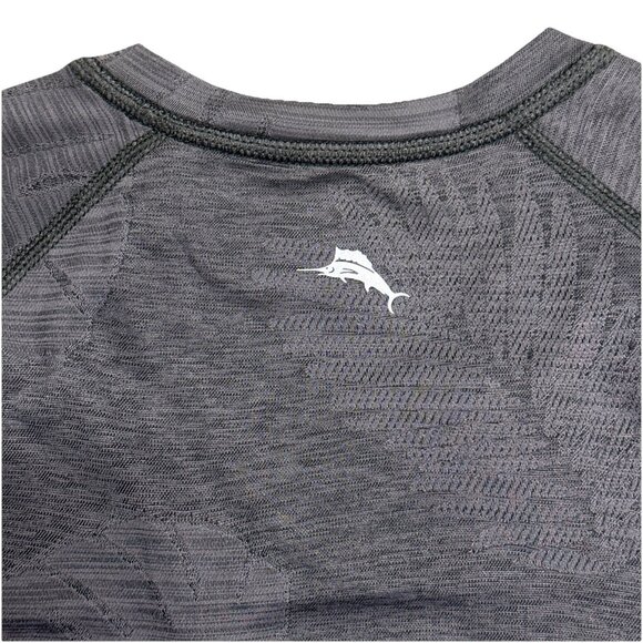 Tommy Bahama Men's Small Shadow Grey Delray Frond V-Neck Performance T-Shirt - Picture 9 of 9